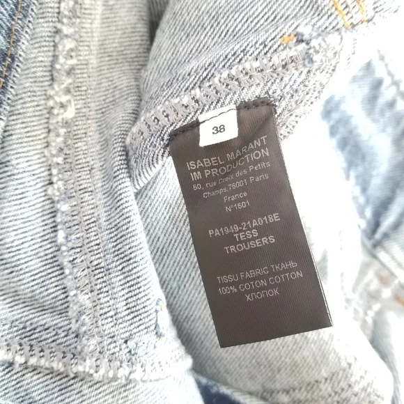 Isabel Marant Eliot High Waist Tapered Leg Jeans Size 38 Light Wash Blue - Picture 7 of 10